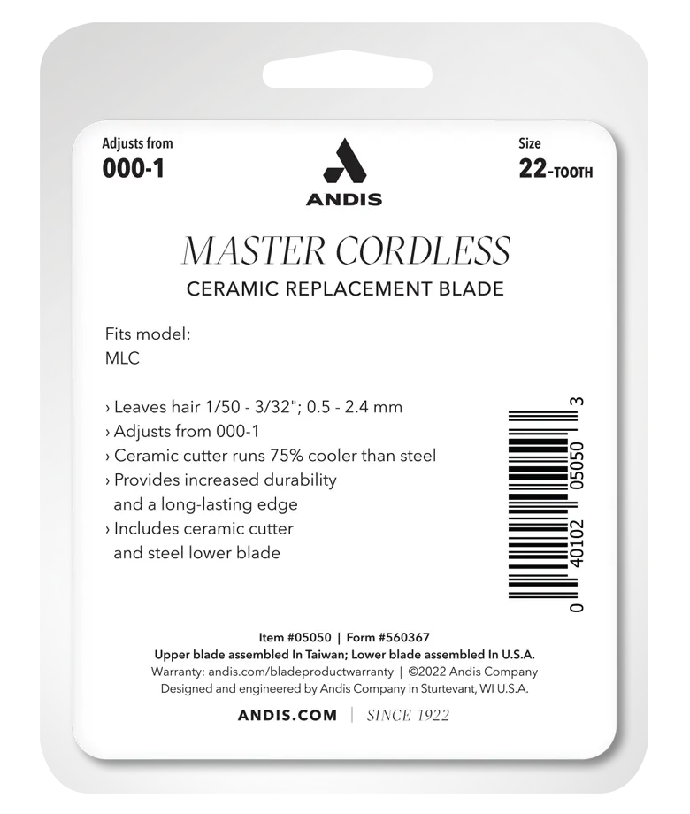 Cuchilla de repuesto de cerámica para cortadora inalámbrica Andis Master Li n.° 05050