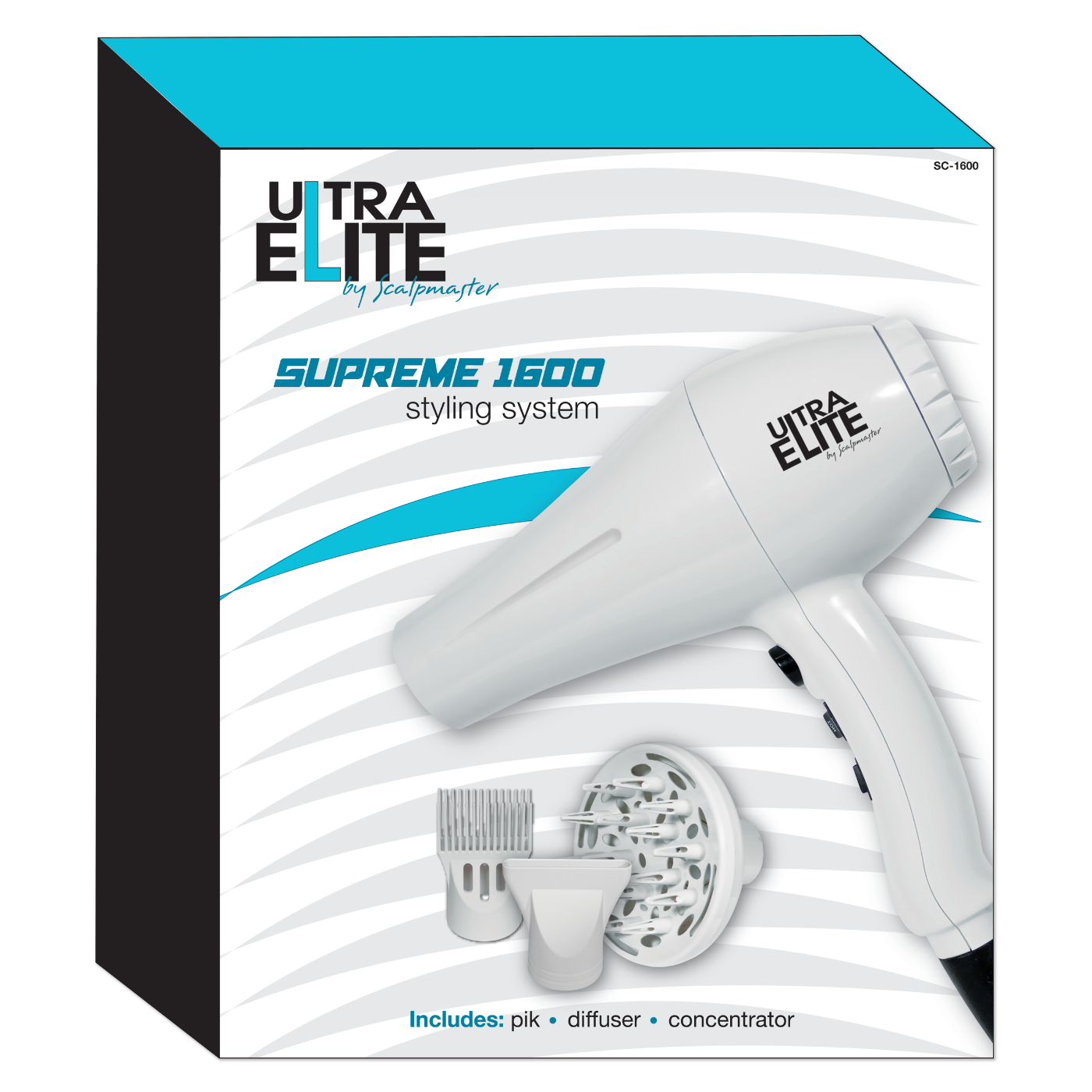 Secador de pelo Scalpmaster Ultra Elite Supreme de 1600 W con sistema de peinado n.° SC-1600