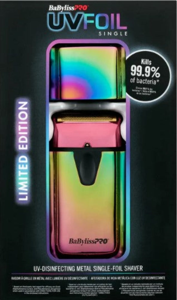 BabylissPRO UV Disinfecting Metal Single Foil Shaver FXLFS1RB - LIMITED EDITION Iridescent