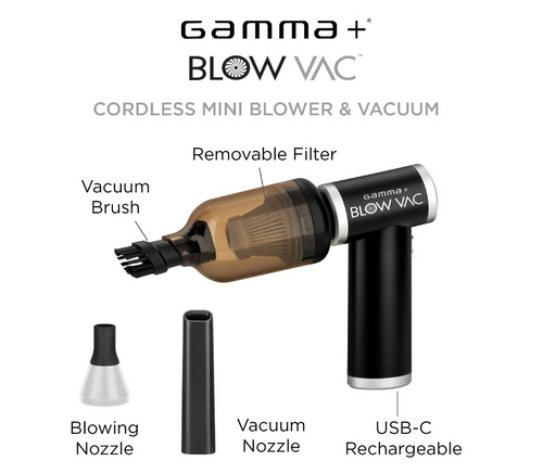 Mini soplador y aspirador Gamma+ Blow Vac 2 en 1, recargable por USB-C, n.° GP315B