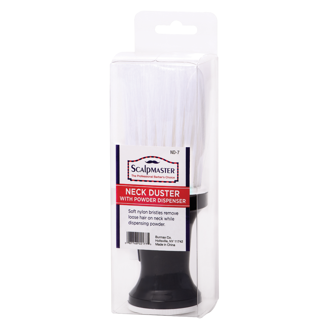 Scalpmaster Neck Duster with Powder Dispenser, White Nylon #ND-7