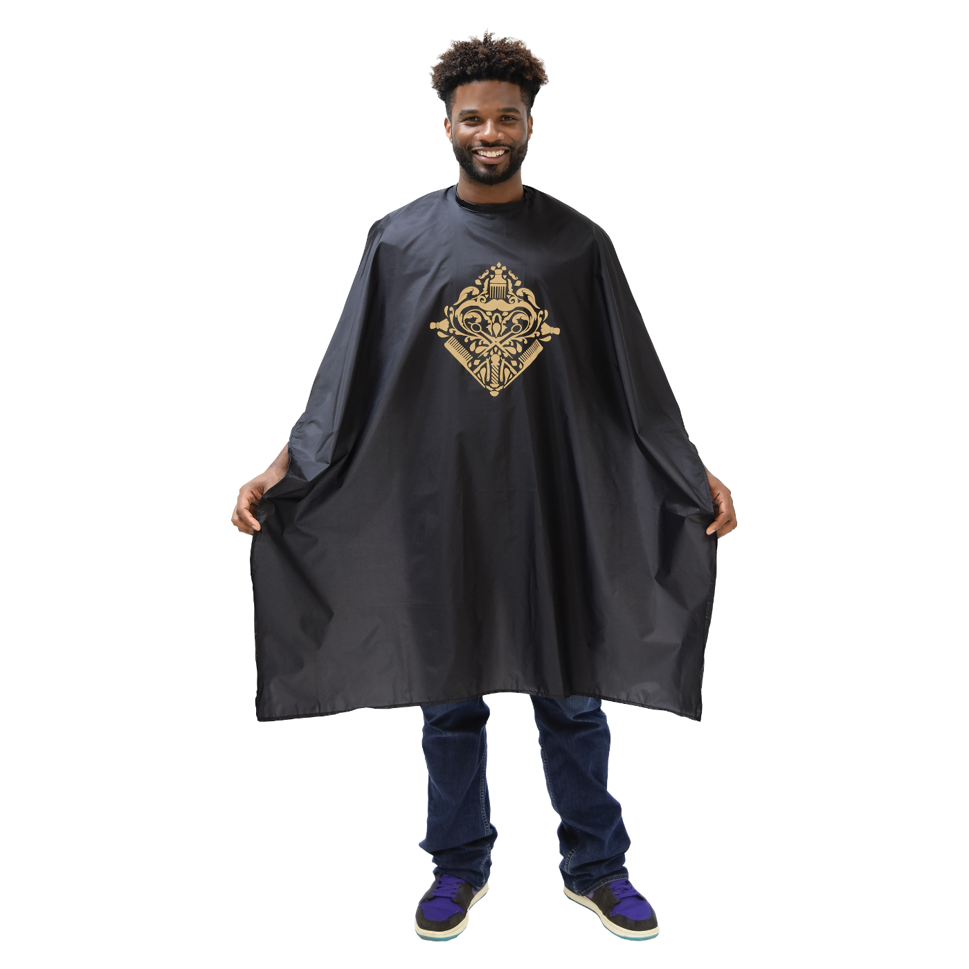 Scalpmaster Barber Cape with Metallic Gold Design #4137