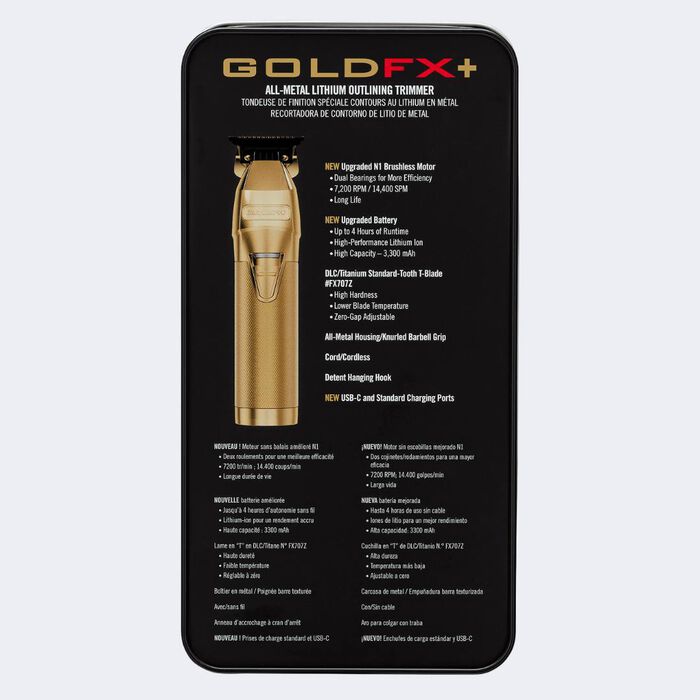 BaBylissPRO GoldFX+ All-Metal Lithium Outlining Trimmer FX787NG
