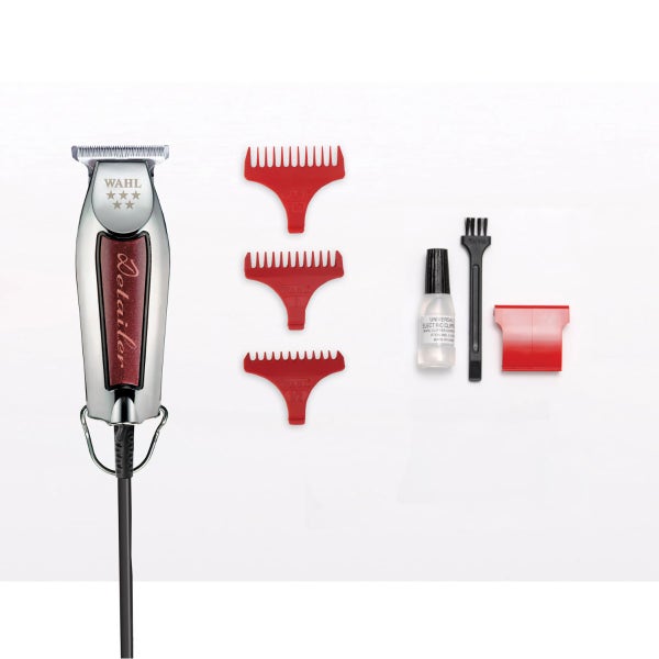 Wahl hair trimmer set with attachments on a white background