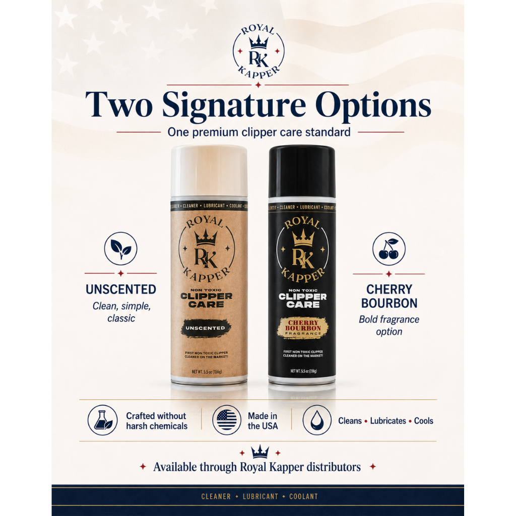 Royal Kapper Clipper Cleaning Spray Options Infrographic