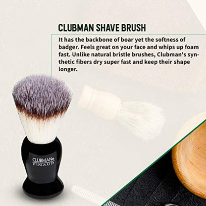 Clubman Pinaud Shave Essentials Set - Dopp Kit With Whiskey Woods After Shave, Shave Soap and Shave Brush