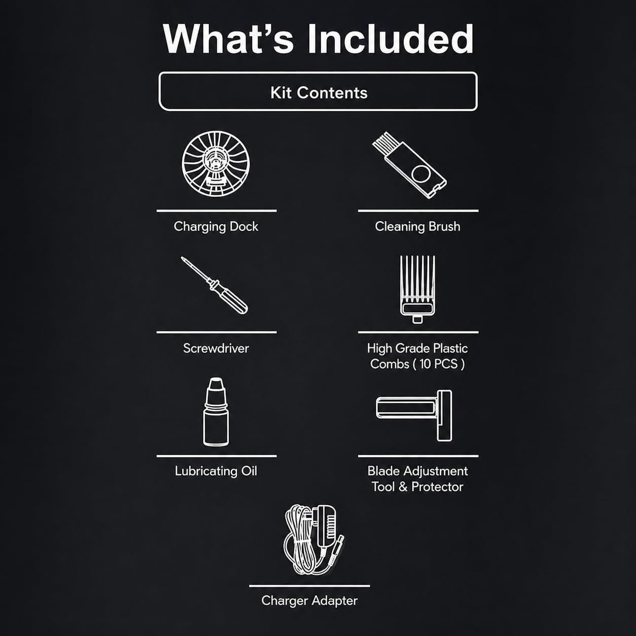 JRL GHOST Professional Cordless Hair Clipper Whats included