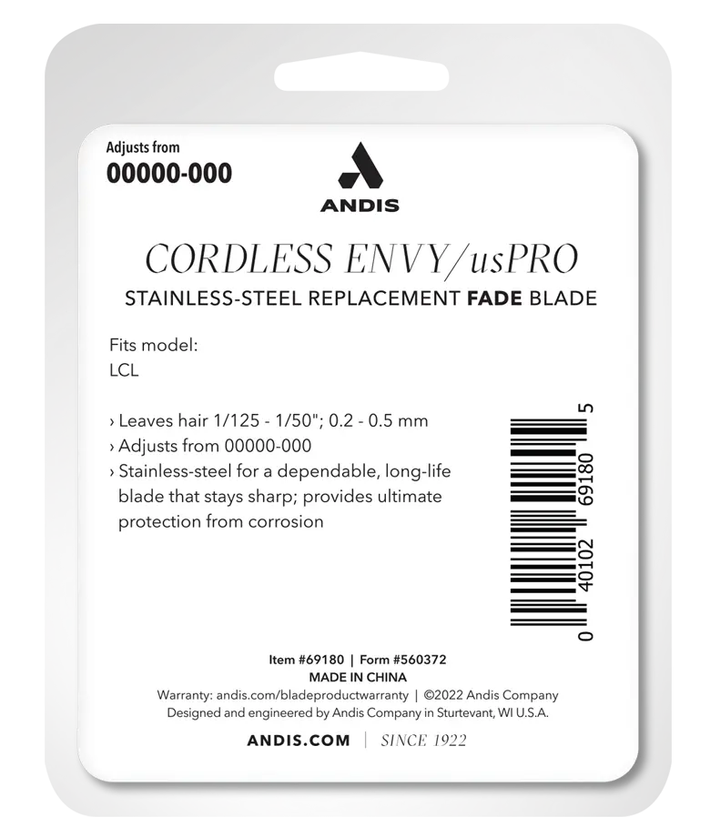 Andis Cordless Envy Li / usPRO Stainless Fade Blade Set #69180 
