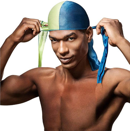 RED by Kiss Powerwave Duo Color Fashion Durag - Green/Blue #HDUPPD05