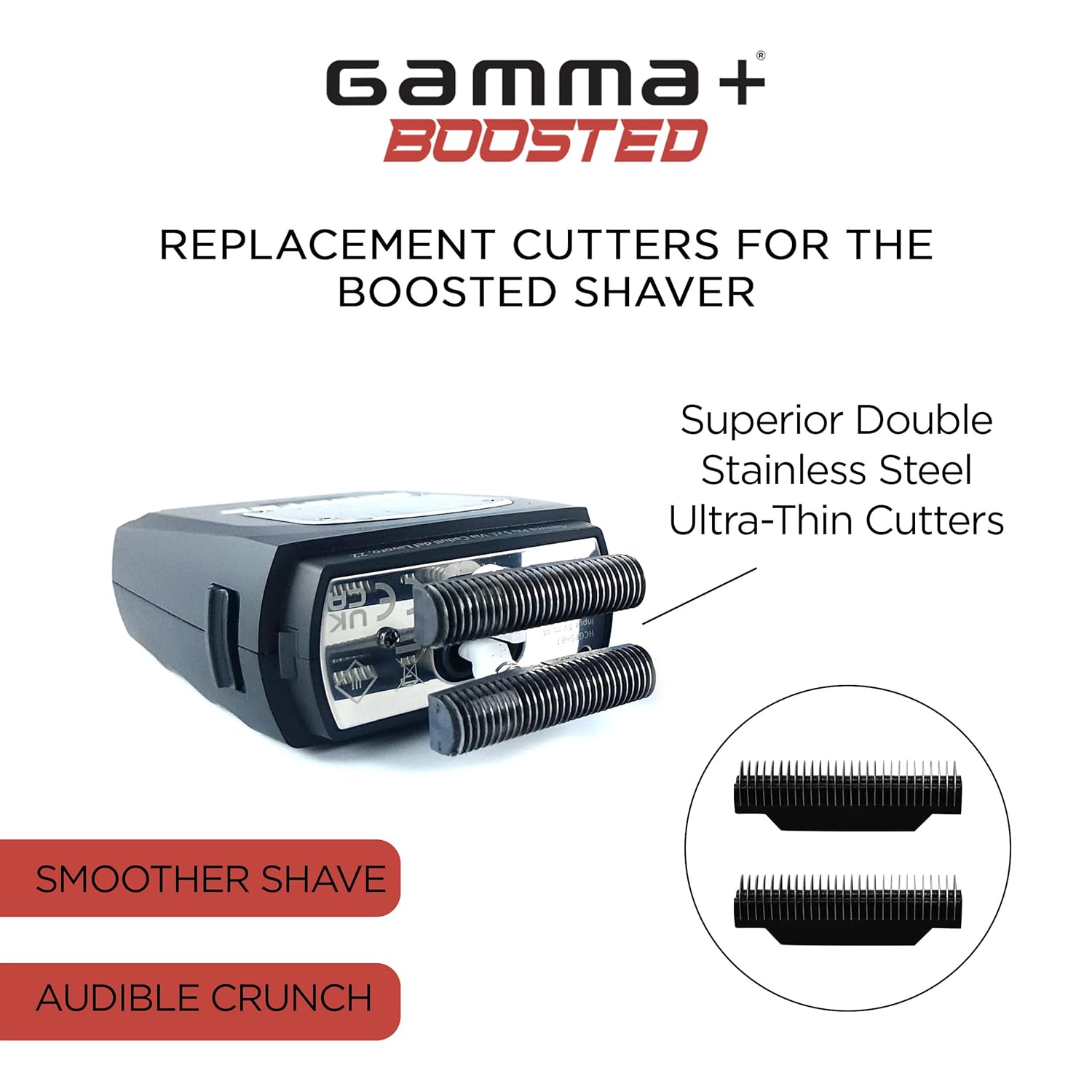Gamma+ GAMMA+ Replacement Set of 2 Stainless Steel Crunchy Cutters Compatible with Boosted Shaver GP546B
