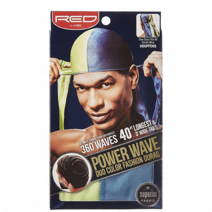 RED by Kiss Powerwave Duo Color Fashion Durag - Green/Blue #HDUPPD05