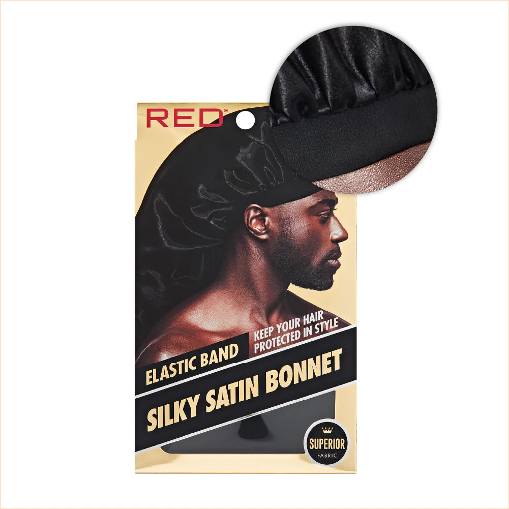 RED by Kiss Men's Elastic Band Silky Satin Braid Bonnet #HD213