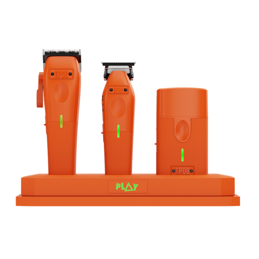 TPOB PLAY 3-Pack – Orange Edition (Clipper, Trimmer & Shaver with 3-Way Stand)