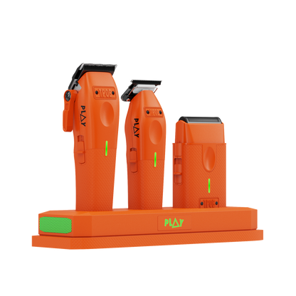 TPOB PLAY 3-Pack – Orange Edition (Clipper, Trimmer & Shaver with 3-Way Stand)