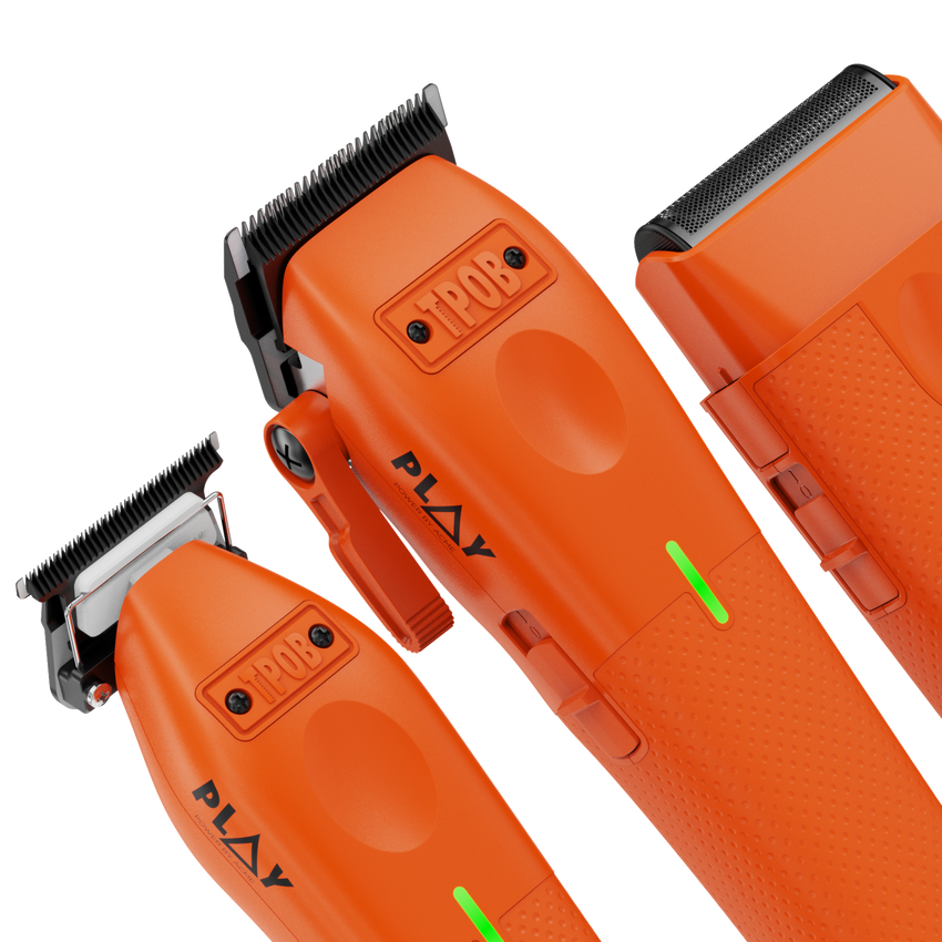 TPOB PLAY 3-Pack – Orange Edition (Clipper, Trimmer & Shaver with 3-Way Stand)
