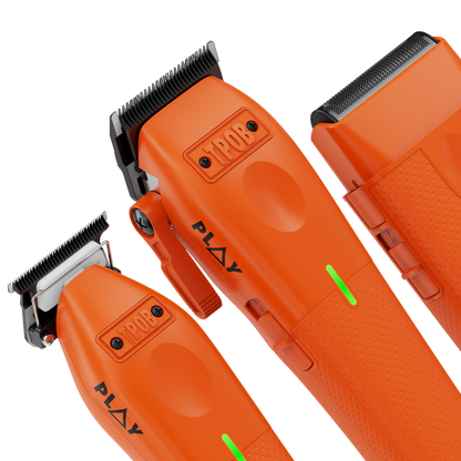 TPOB PLAY 3-Pack – Orange Edition (Clipper, Trimmer & Shaver with 3-Way Stand)