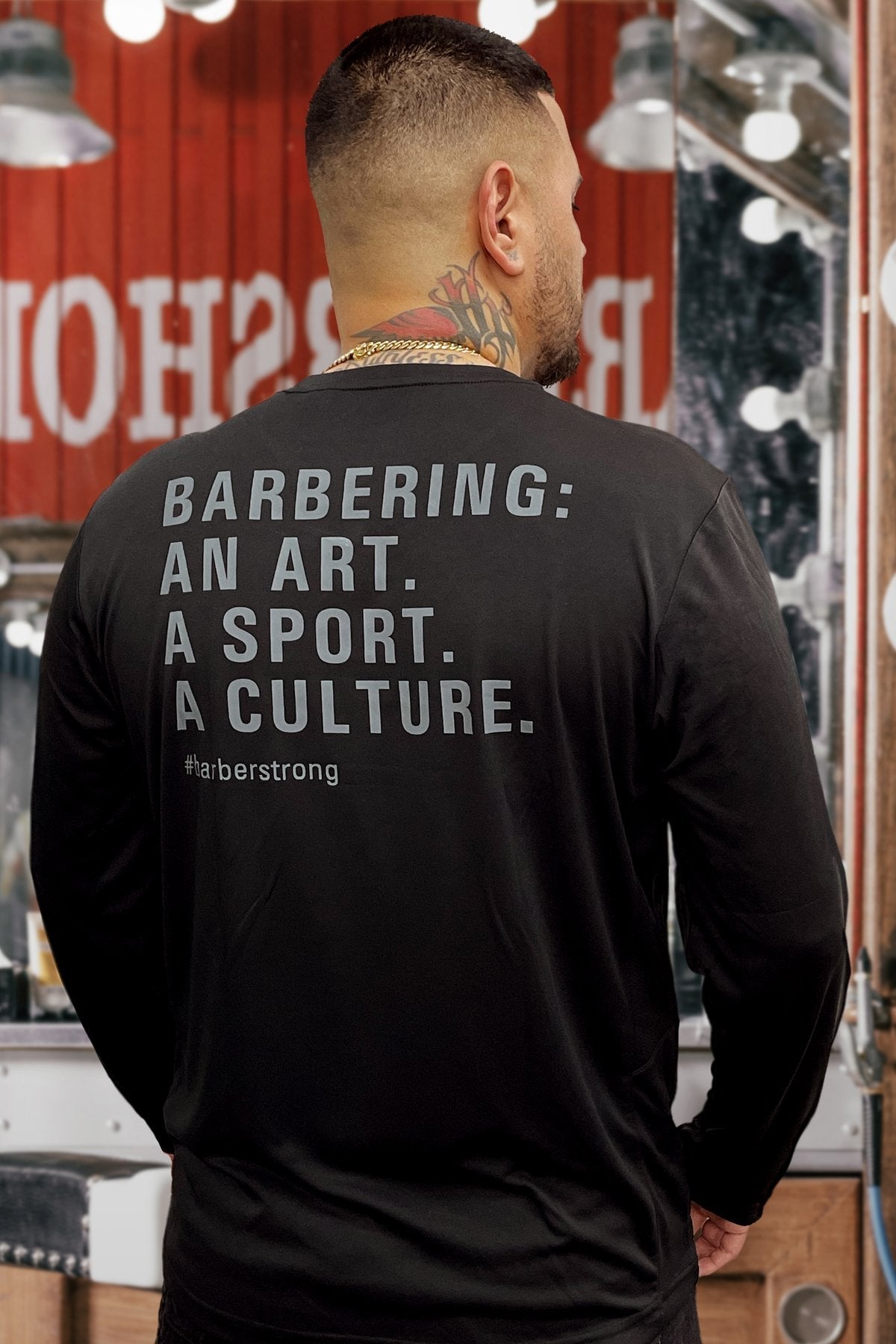 Barber Strong The Barber Tech Tee Shirt Long Sleeve