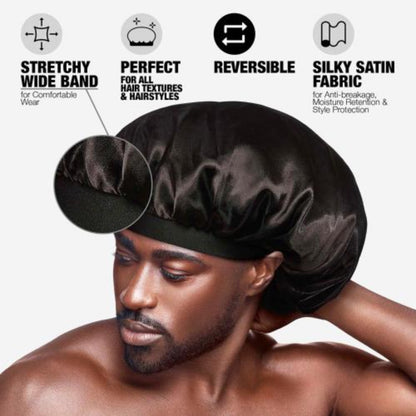 RED by Kiss Men's Elastic Band Silky Satin Bonnet #HD211