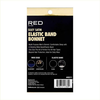 RED by Kiss Men's Elastic Band Silky Satin Bonnet #HD211