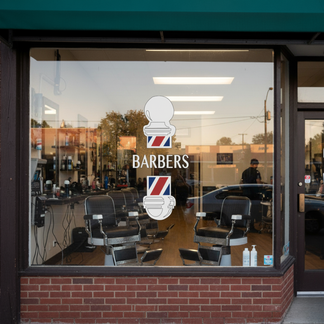 BarberMate Modern Barber Pole Vinyl Cling Decal