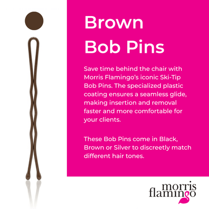 Morris Flamingo Hair Bob Pins 1-7/8" (Black, Brown or Silver)