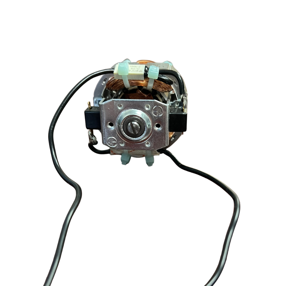 A replacement electric motor or motor assembly with a copper wire coil, silver metal core, black plastic components, and attached black wires, shown against a plain white background.