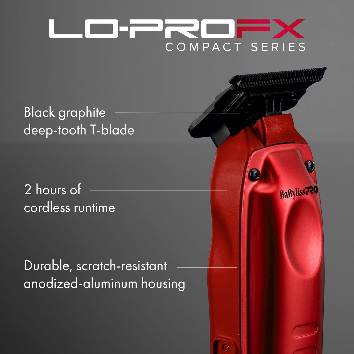 BaBylissPRO FXONE LO-PROFX High Performance Compact Trimmer - Red #FX72RD