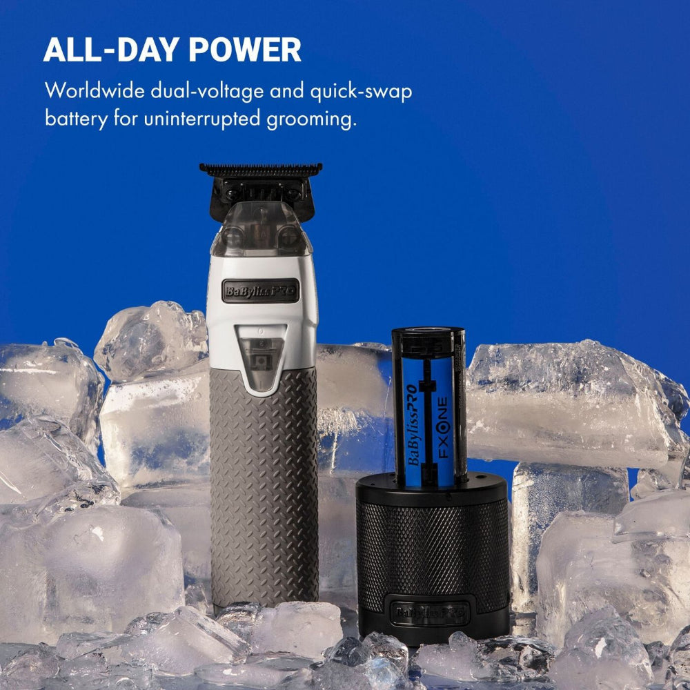 BaBylissPRO Limited Edition FXONE All-Metal Interchangeable Battery TRIMMER Transparent White FrostByte #FX799TW