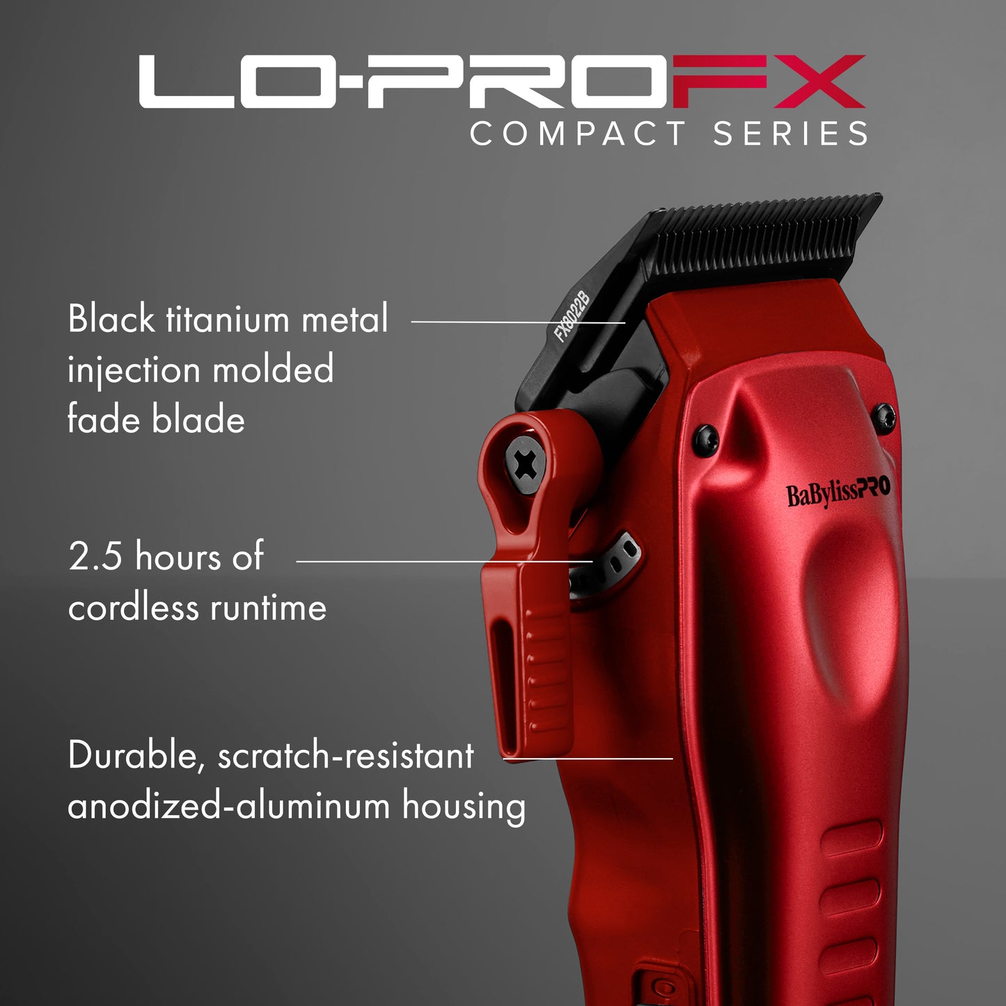 BaBylissPRO FXONE LO-PROFX High Performance Compact Clipper - Red #FX82RD