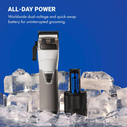 BaBylissPRO Limited Edition FXONE All-Metal Interchangeable Battery CLIPPER Transparent White FrostByte #FX899TW