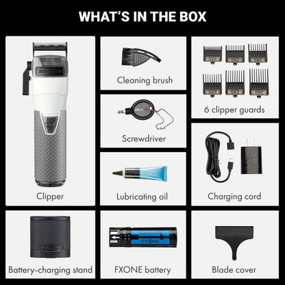 BaBylissPRO Limited Edition FXONE All-Metal Interchangeable Battery CLIPPER Transparent White FrostByte #FX899TW