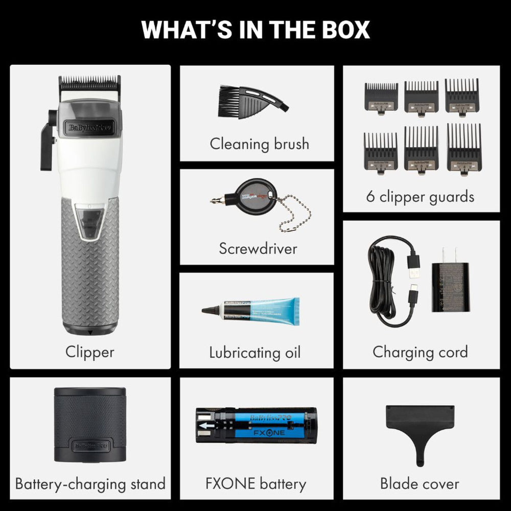 BaBylissPRO Limited Edition FXONE All-Metal Interchangeable Battery TRIMMER Transparent White FrostByte #FX799TW