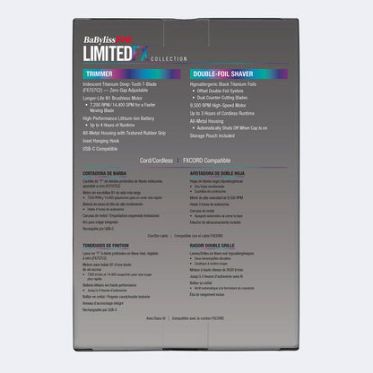 BaBylissPRO LimitedFX Iridescent Trimmer and Double-Foil Shaver Gift Set Bundle #FXDUOFS2TRB