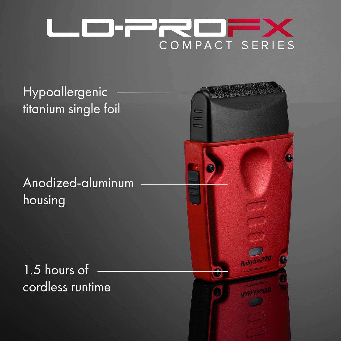 BaBylissPRO FXONE LO-PROFX High Performance Compact Shaver - Red #FXLPFS1RD