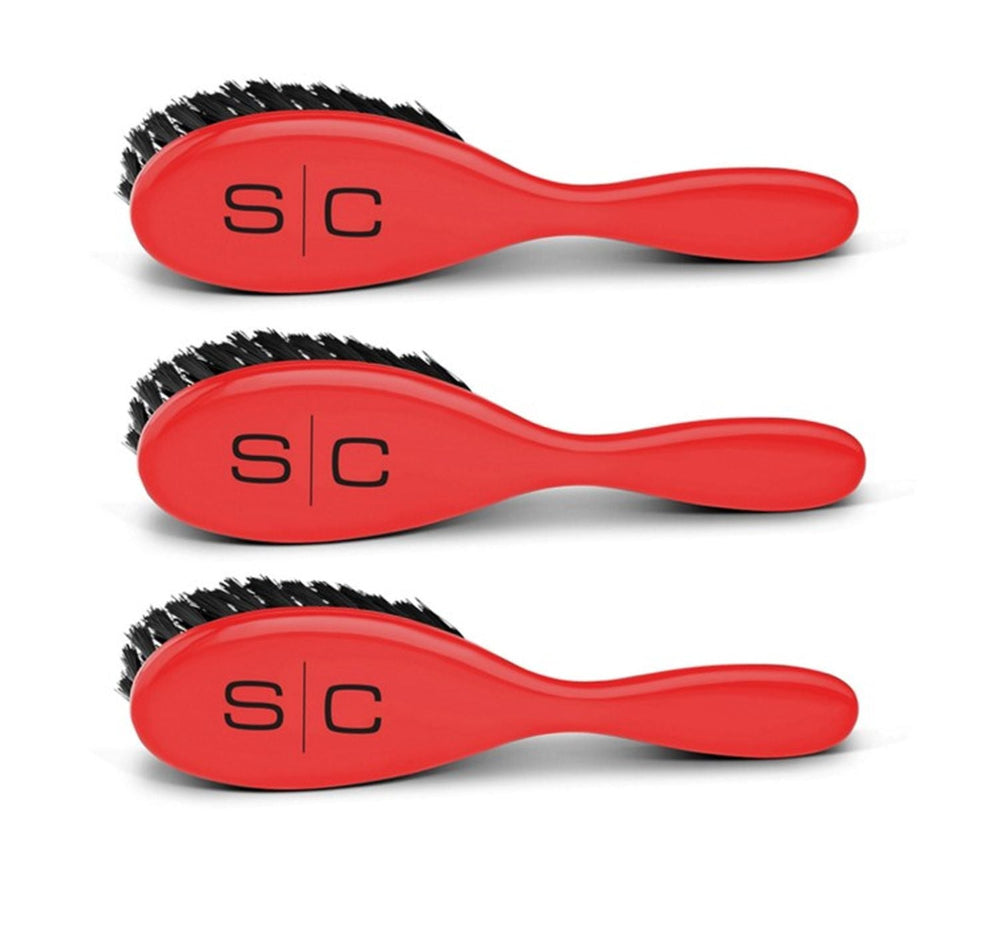 StyleCraft The Fresh Cut Barber Brush Red - 3 Pack #SC318SR