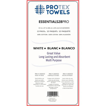 ProTex Essentials28PRO White Towels - 15" x 27", 2.8 lb/dz