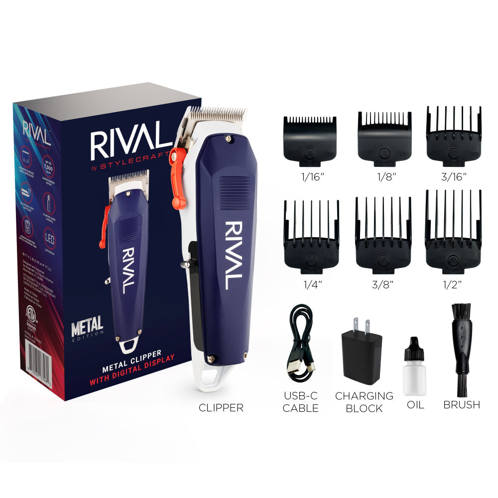Stylecraft RIVAL Metal Hair Clipper with Digital Display - SC621BL