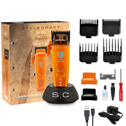 StyleCraft Saber 2 Cordless Digital Brushless Motor Clipper - Orange #SC617O