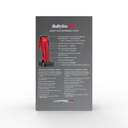 BaBylissPRO FXONE LO-PROFX High Performance Compact Clipper - Red #FX82RD