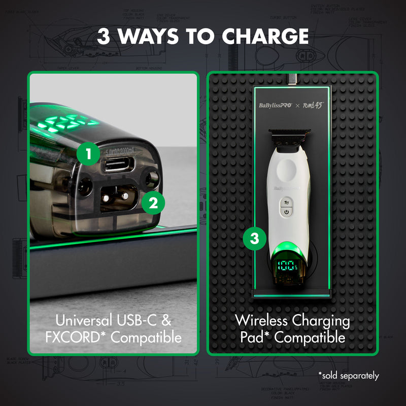 BaBylissPRO X Tomb45 Wireless Charging Trimmer #FXT45TTW - White