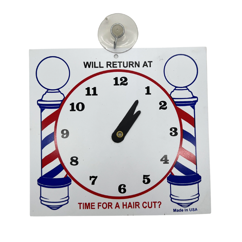 Barber Shop "Will Return At'' Sign