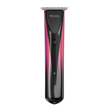A Wahl cordless hair trimmer with a black and pink gradient body, shown vertically against a plain white background.