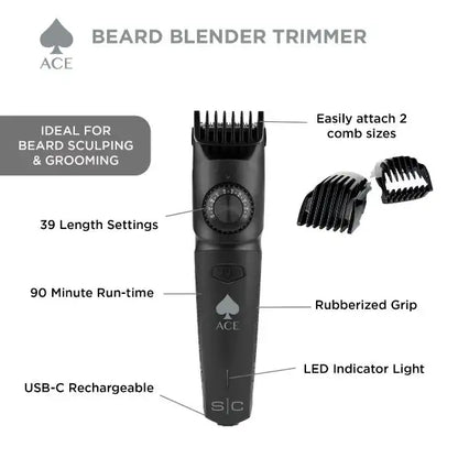 StyleCraft PRO ACE Beard Blender Trimmer - Professional Cordless Hair Trimmer with USB-C Charging #SC413B