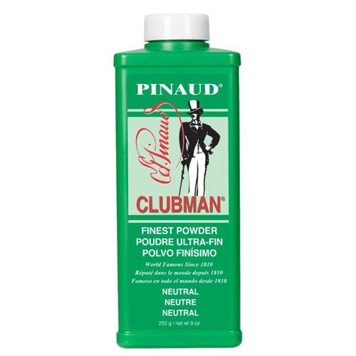 Clubman Pinaud Finest Powder, Neutral 9 oz front of bottle