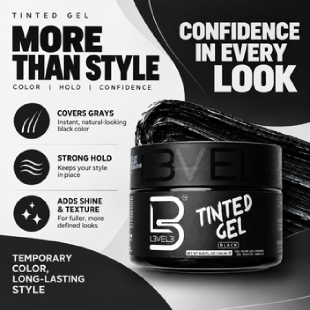 L3VEL3 Tinted Hair Gel - Black Color