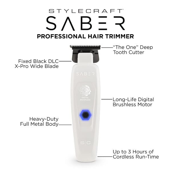 StyleCraft Limited Edition White Saber 2 Trimmer #SC421W